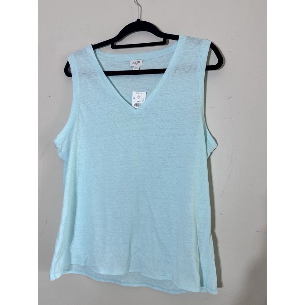 Women's Nwt Blue J. Crew V Neck Cotton Blend Tank Top Size XL
